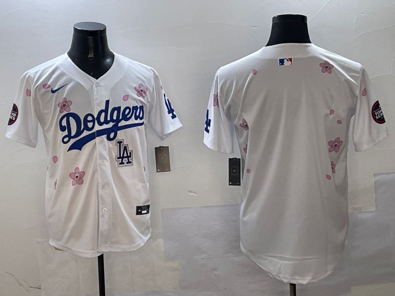 Men Los Angeles Dodgers Blank White Sakura Edition 2025 Nike MLB Jersey style 6
